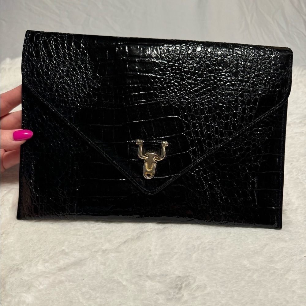 VTG Vivace Korean Leather Crocodile Envelope Clutch Shoulder Purse 90’s Unique - Picture 15 of 15